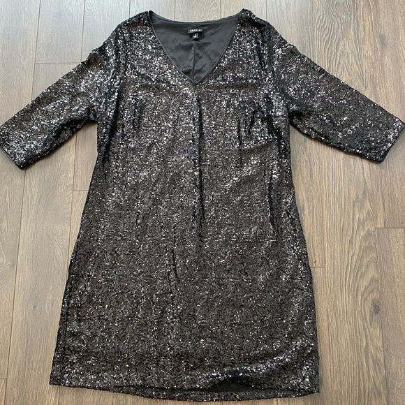 COPY - TORRID Black Sequin Long Sleeve Shift Dress - Picture 4 of 12